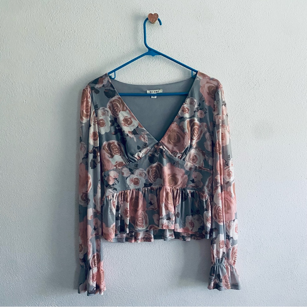Miami Pink Floral Ruffled Cropped Blouse